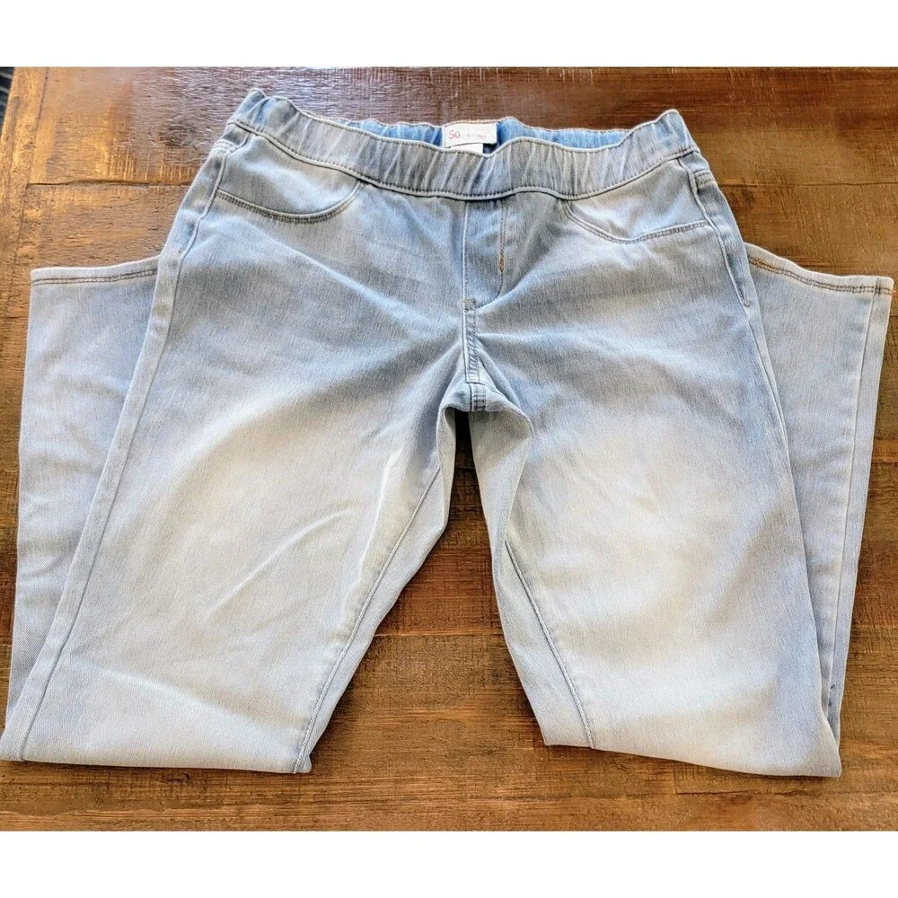 SO Girls Light Blue Denim Jeans Pull-On Tapered Leg Size 16.5